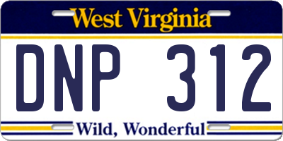 WV license plate DNP312