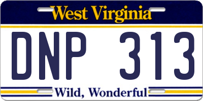 WV license plate DNP313