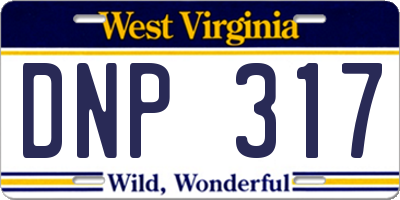 WV license plate DNP317