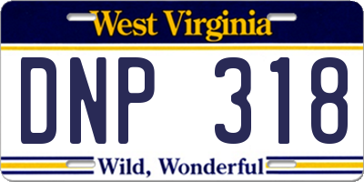 WV license plate DNP318