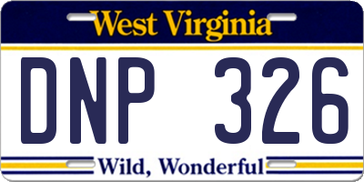WV license plate DNP326
