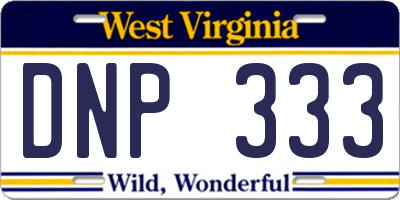 WV license plate DNP333