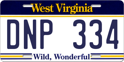 WV license plate DNP334