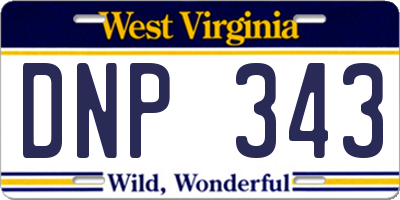WV license plate DNP343