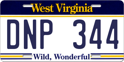 WV license plate DNP344