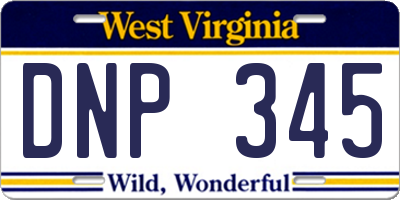 WV license plate DNP345