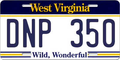 WV license plate DNP350