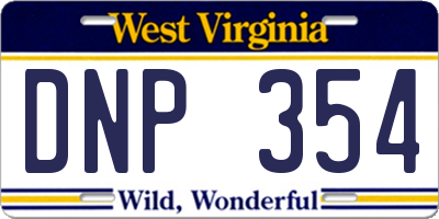 WV license plate DNP354