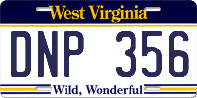 WV license plate DNP356