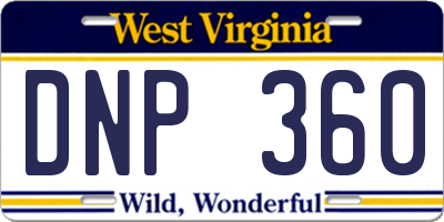 WV license plate DNP360