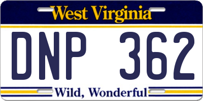 WV license plate DNP362