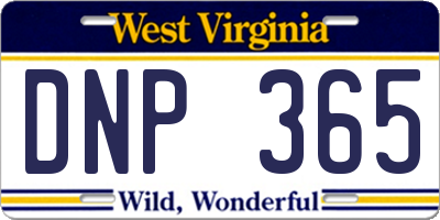 WV license plate DNP365