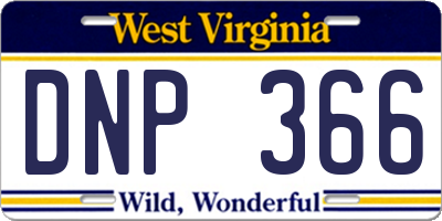 WV license plate DNP366