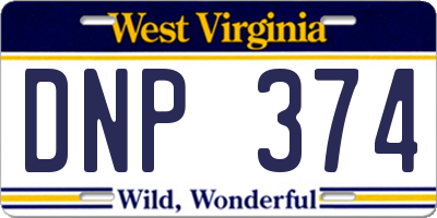WV license plate DNP374