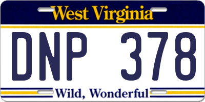 WV license plate DNP378