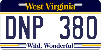 WV license plate DNP380