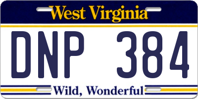 WV license plate DNP384