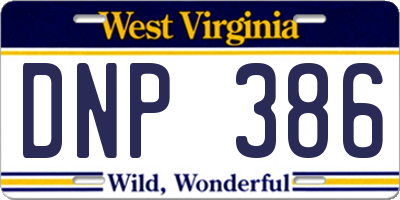 WV license plate DNP386