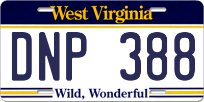 WV license plate DNP388