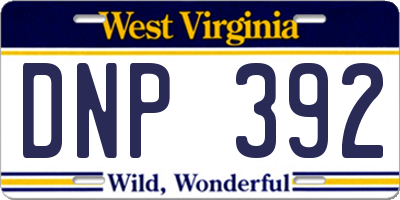 WV license plate DNP392