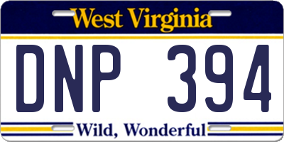WV license plate DNP394
