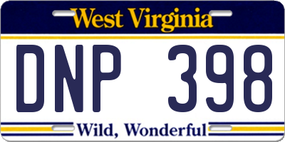 WV license plate DNP398
