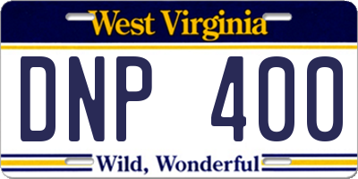 WV license plate DNP400