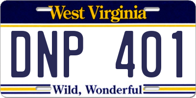 WV license plate DNP401