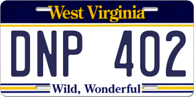 WV license plate DNP402