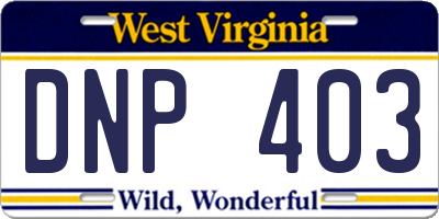 WV license plate DNP403