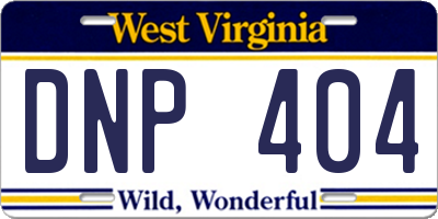 WV license plate DNP404