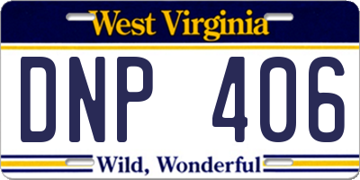 WV license plate DNP406