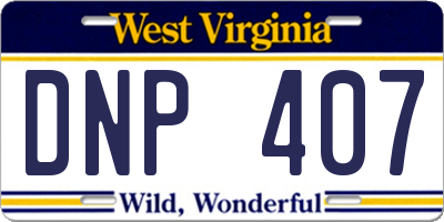 WV license plate DNP407