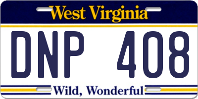 WV license plate DNP408