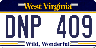 WV license plate DNP409