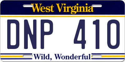 WV license plate DNP410