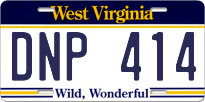 WV license plate DNP414