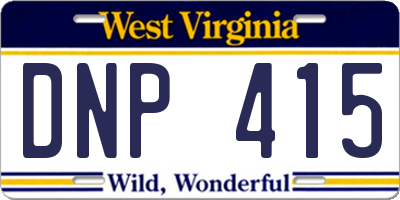 WV license plate DNP415