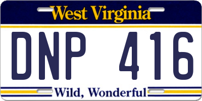 WV license plate DNP416