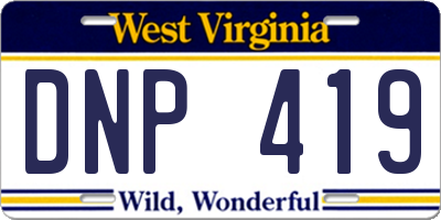 WV license plate DNP419