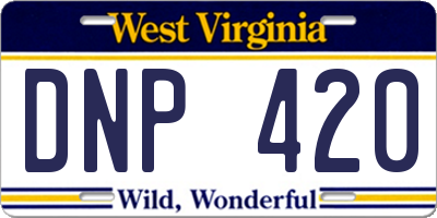 WV license plate DNP420