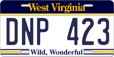 WV license plate DNP423