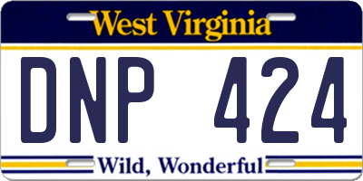 WV license plate DNP424