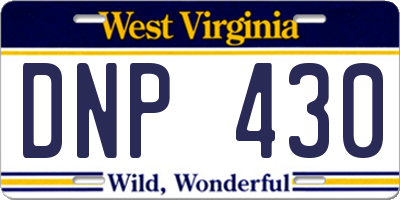 WV license plate DNP430