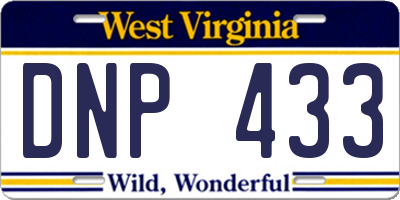 WV license plate DNP433