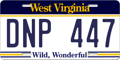 WV license plate DNP447