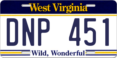 WV license plate DNP451