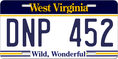 WV license plate DNP452