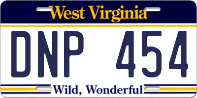 WV license plate DNP454