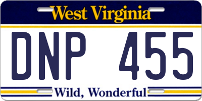 WV license plate DNP455